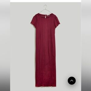 Madewell Plisse Wine Midi Dress